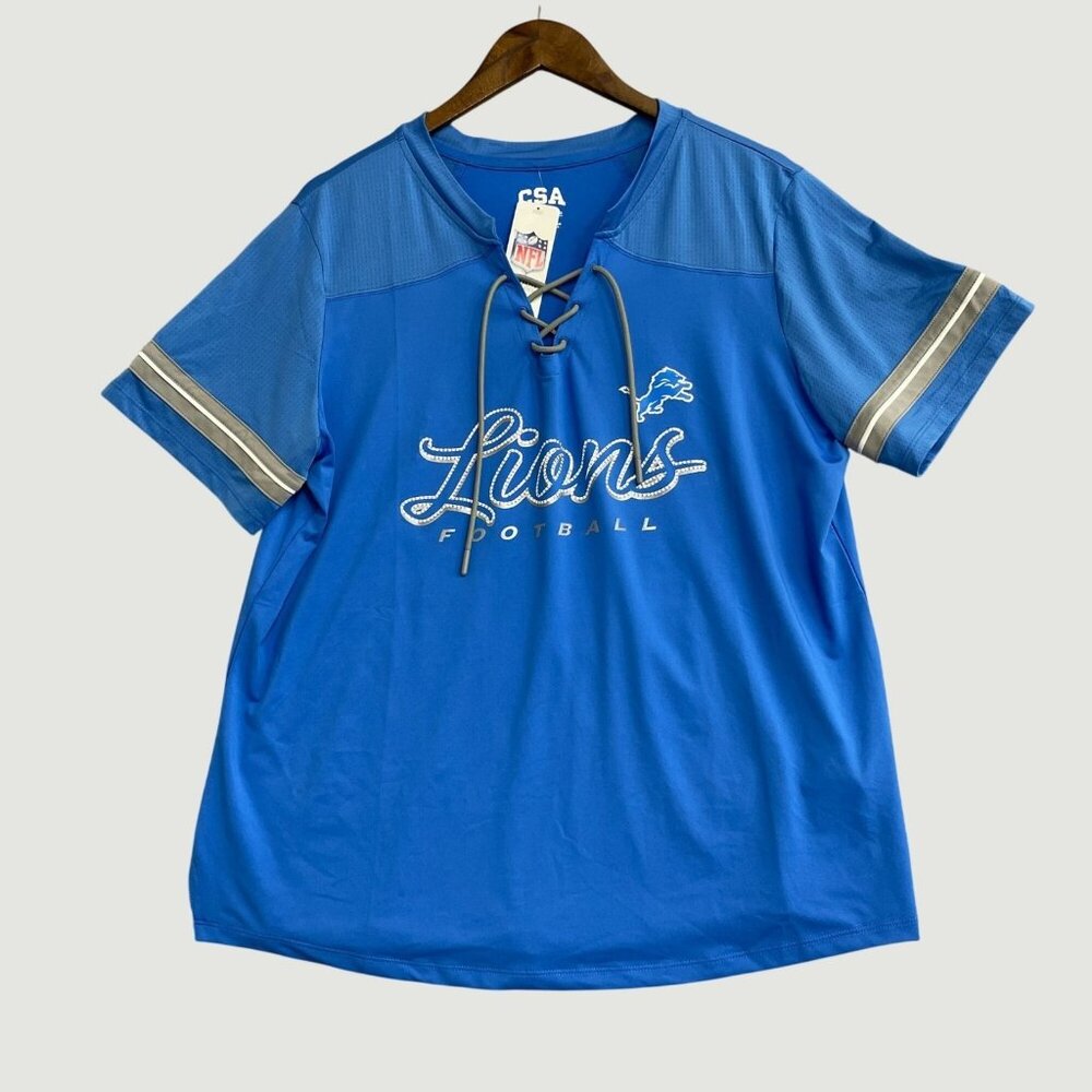 CSA Women's XL Nfl Detroit Lions Blue Lace-up Football Jersey N0771